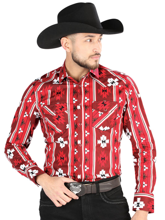 El General - Casual Manga Larga Camisa - Rojo 44472