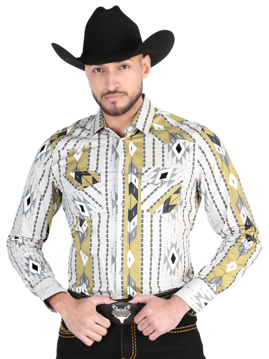 El General - Casual Manga Larga Camisa - Gris 44473