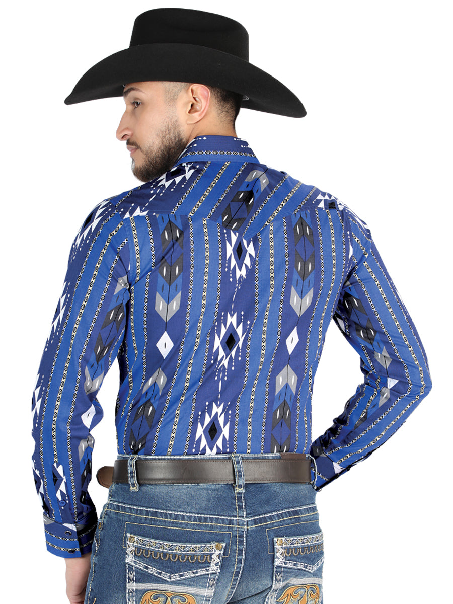 el General - Casual Manga Larga Camisa - Azul 44474