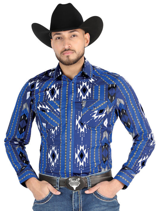 El General - Casual Manga Larga Camisa - Azul 44474