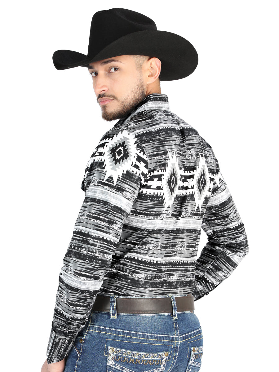 El General - Casual Manga Larga Camisa - Gris 44488