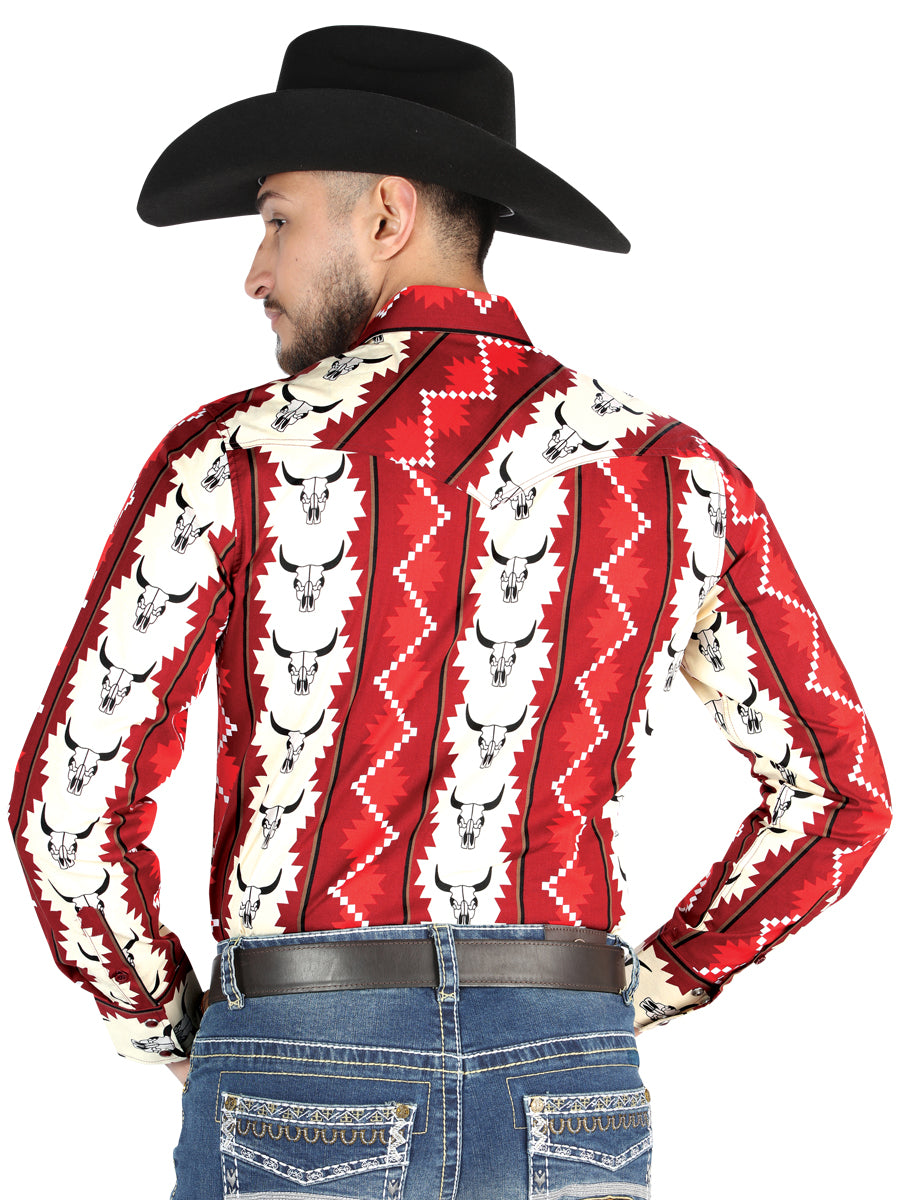 El General - Casual Manga Larga Camisa - Borgoña 44490