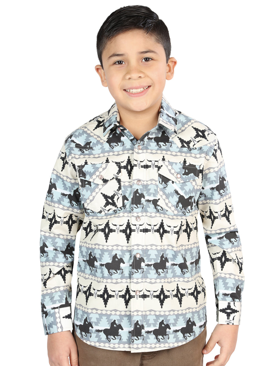 Camisa Vaquera M/ Larga El Senor De Los Cielos 23-54 97% Cotton 3% Lycra Ivory 44494