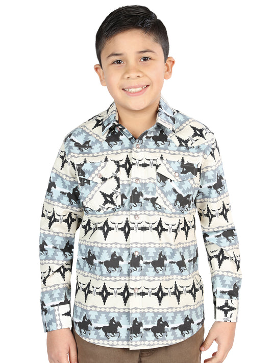 Camisa Vaquera M/ Larga El Senor De Los Cielos 23-54 97% Cotton 3% Lycra Ivory 44494