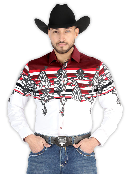 El General - Casual Manga Larga Camisa - Borgoña 44497