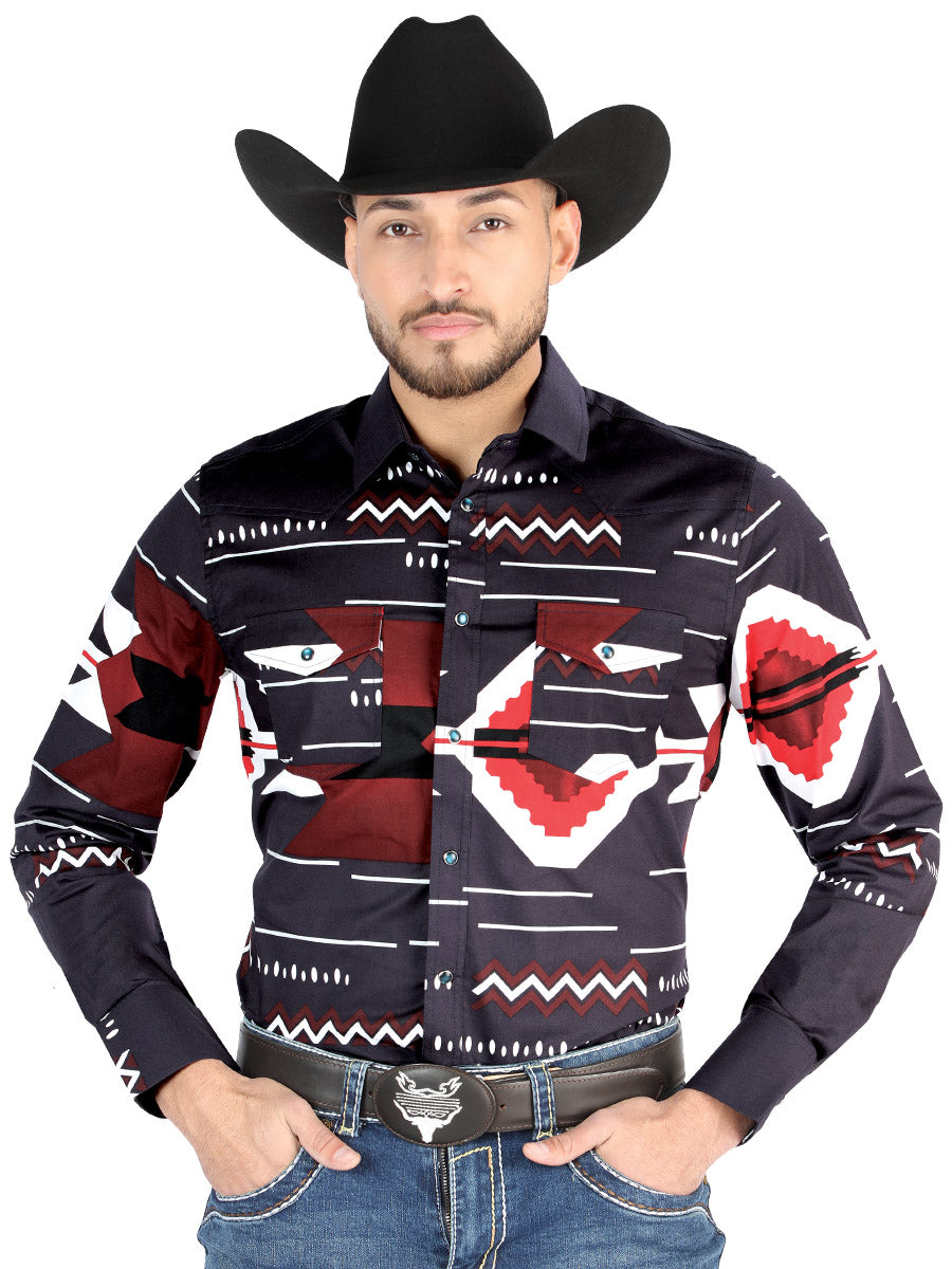 El General - Casual Manga Larga Camisa - Borgoña 44498