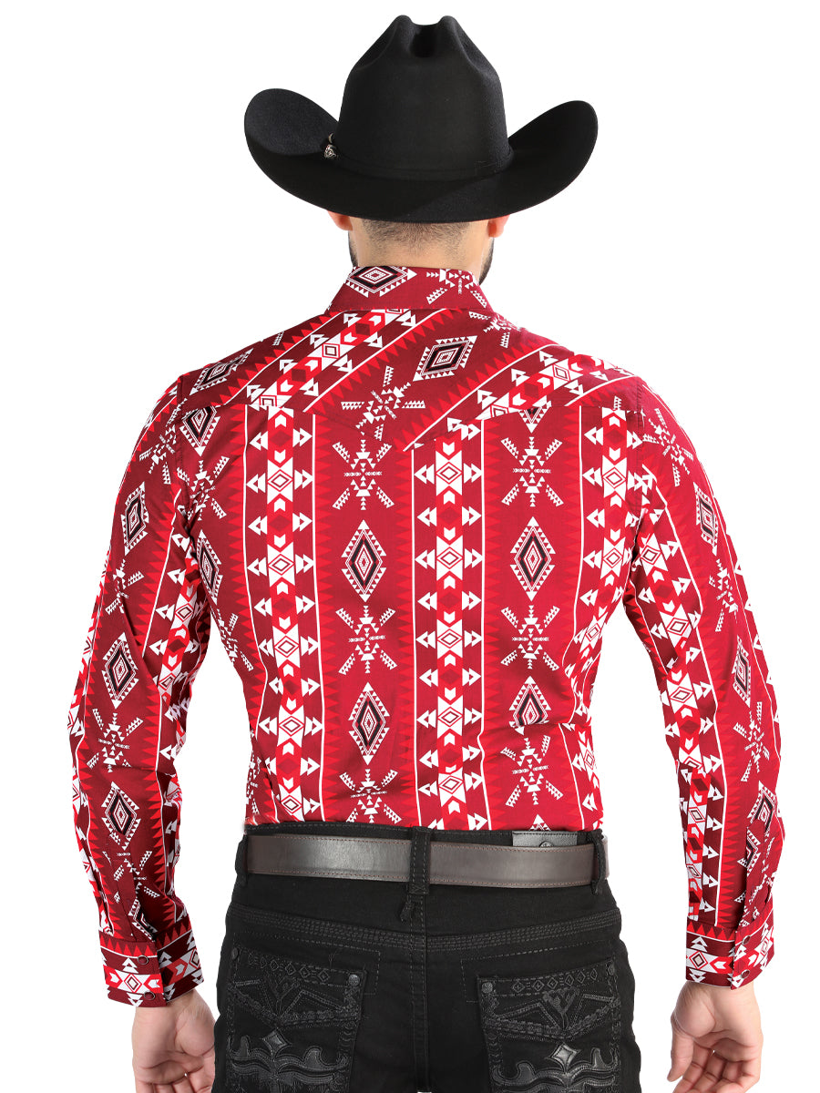 El General - Casual Manga Larga Camisa - Rojo 44504