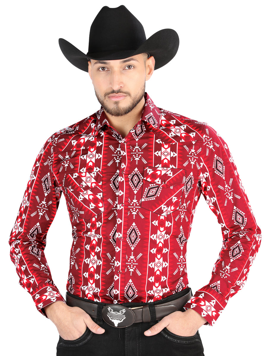 El General - Casual Manga Larga Camisa - Rojo 44504