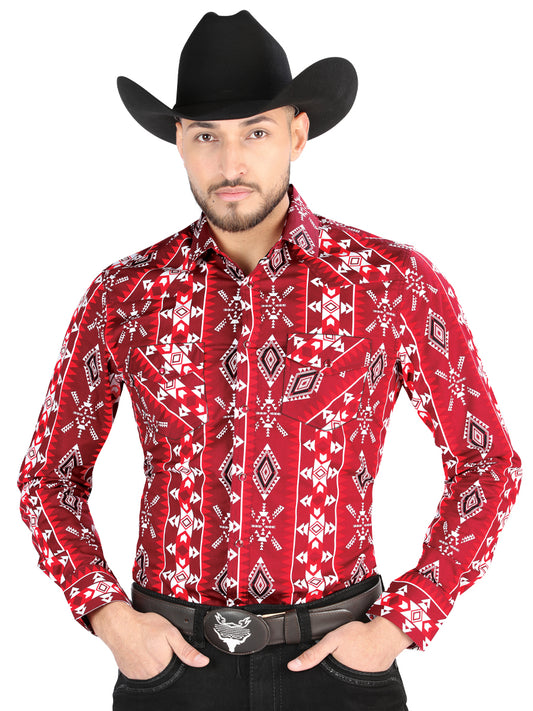 El General - Casual Manga Larga Camisa - Rojo 44504