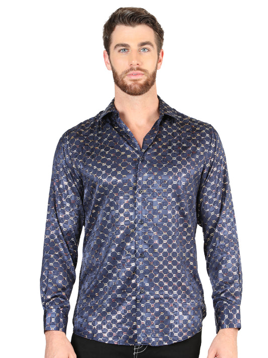 El General Azul Marino/dorado Casual Long - Sleeve Camisa 44548