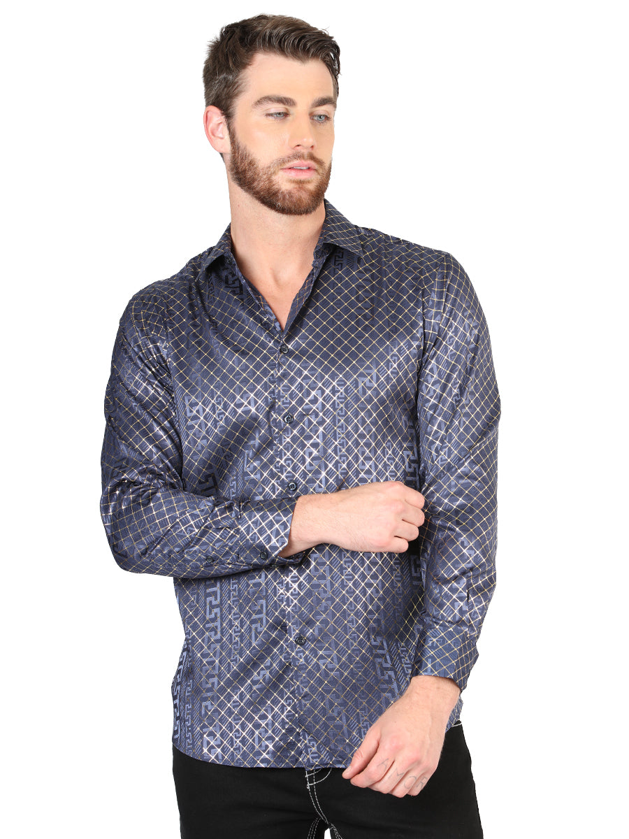 el General Azul Marino Azul Casual Long - Sleeve Camisa 44551