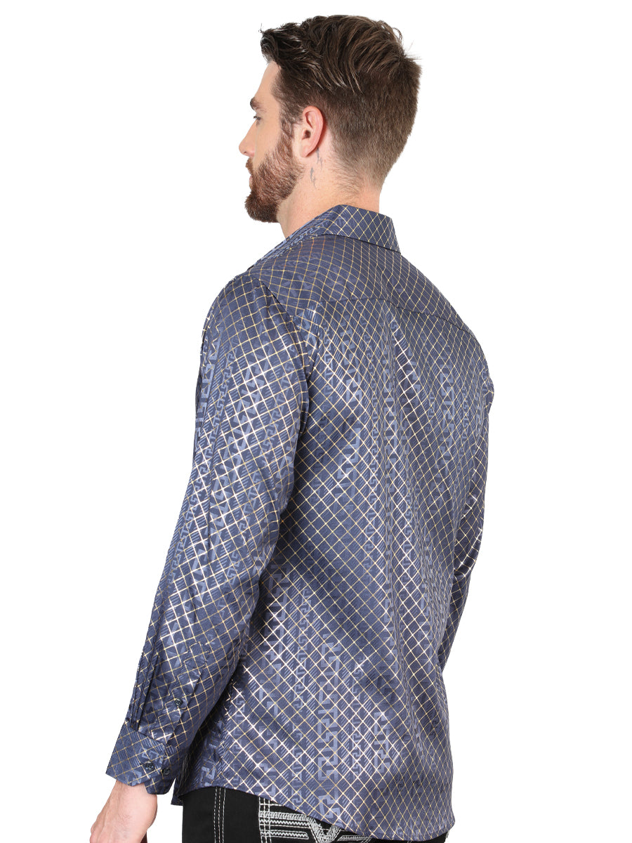 el General Azul Marino Azul Casual Long - Sleeve Camisa 44551