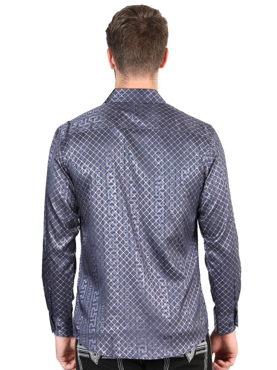 el General Azul Marino Azul Casual Long - Sleeve Camisa 44551