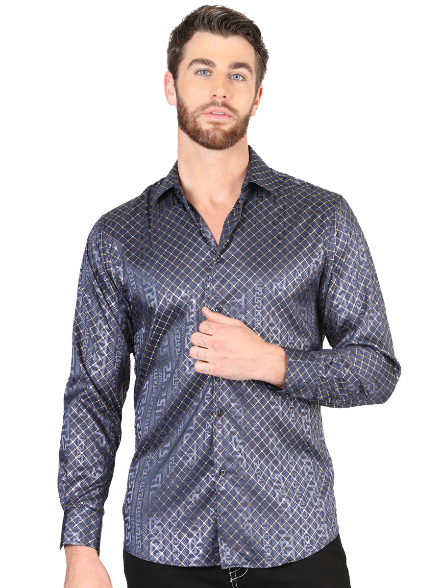 el General Azul Marino Azul Casual Long - Sleeve Camisa 44551