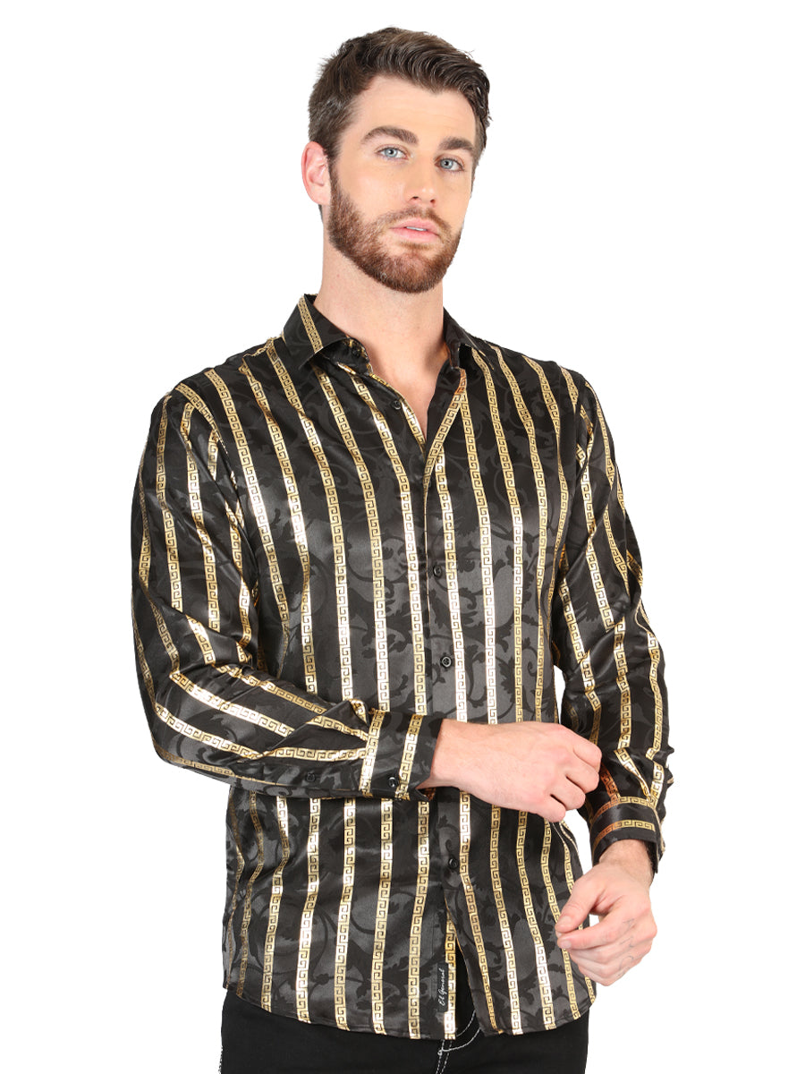 el General Negro/dorado Casual Long - Sleeve Camisa 44554