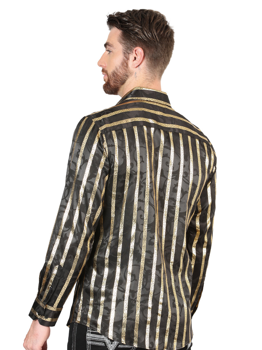 el General Negro/dorado Casual Long - Sleeve Camisa 44554