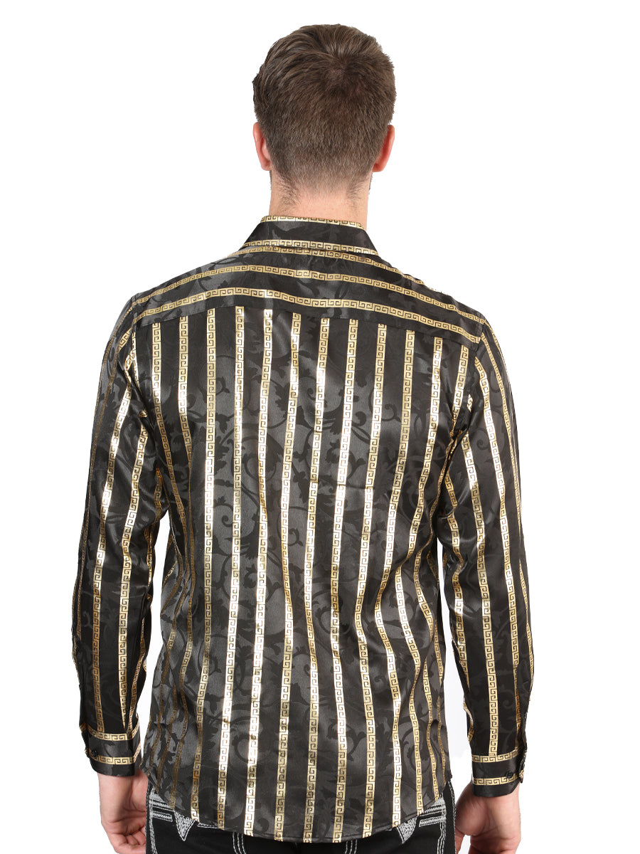 el General Negro/dorado Casual Long - Sleeve Camisa 44554