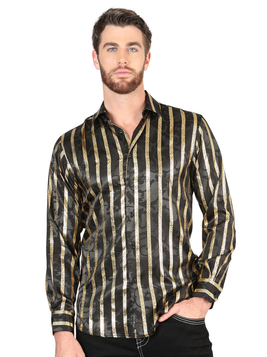 el General Negro/dorado Casual Long - Sleeve Camisa 44554