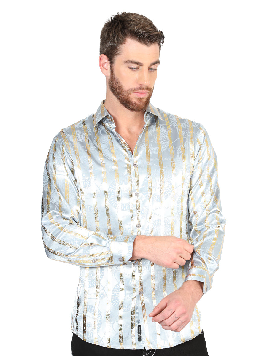 el General Gris/dorado Casual Long - Sleeve Camisa 44578