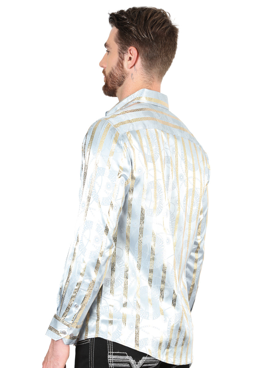 el General Gris/dorado Casual Long - Sleeve Camisa 44578