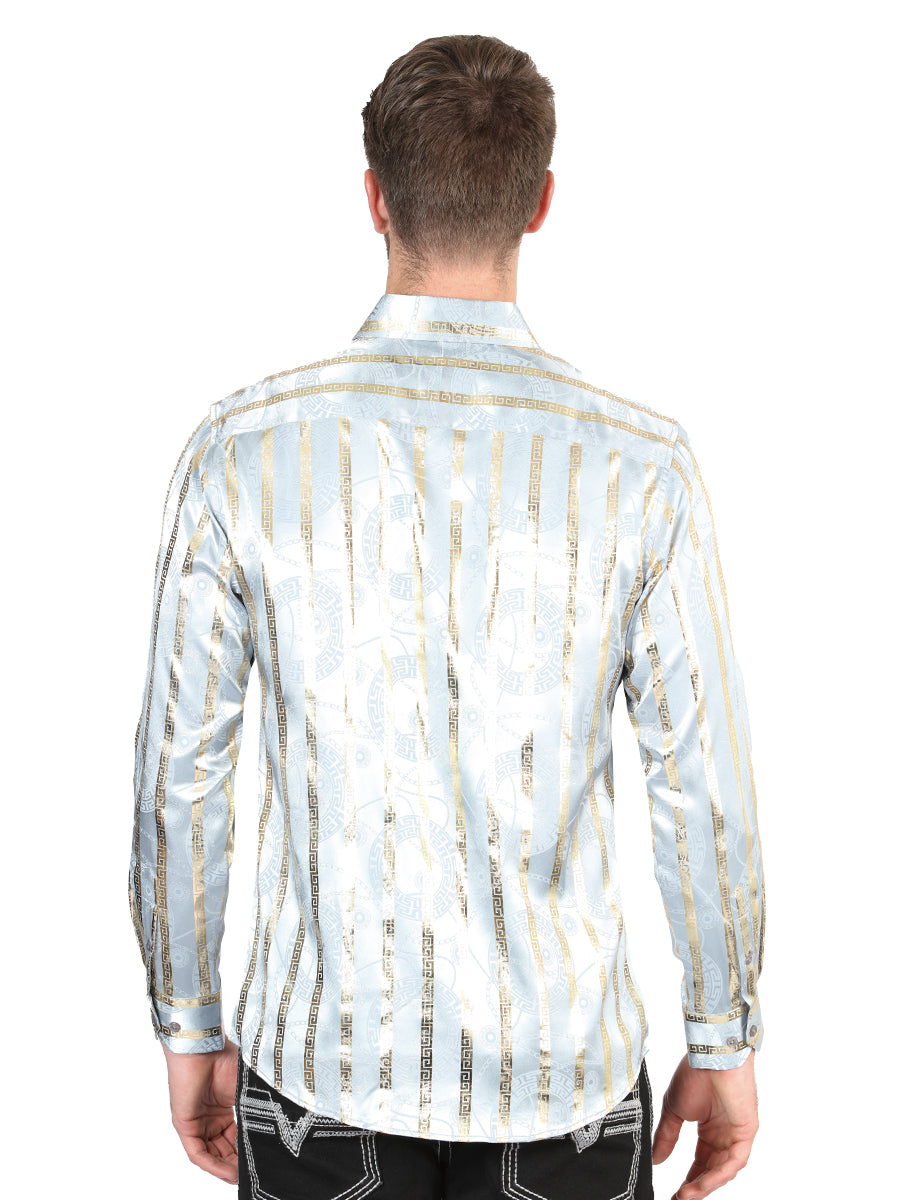 el General Gris/dorado Casual Long - Sleeve Camisa 44578