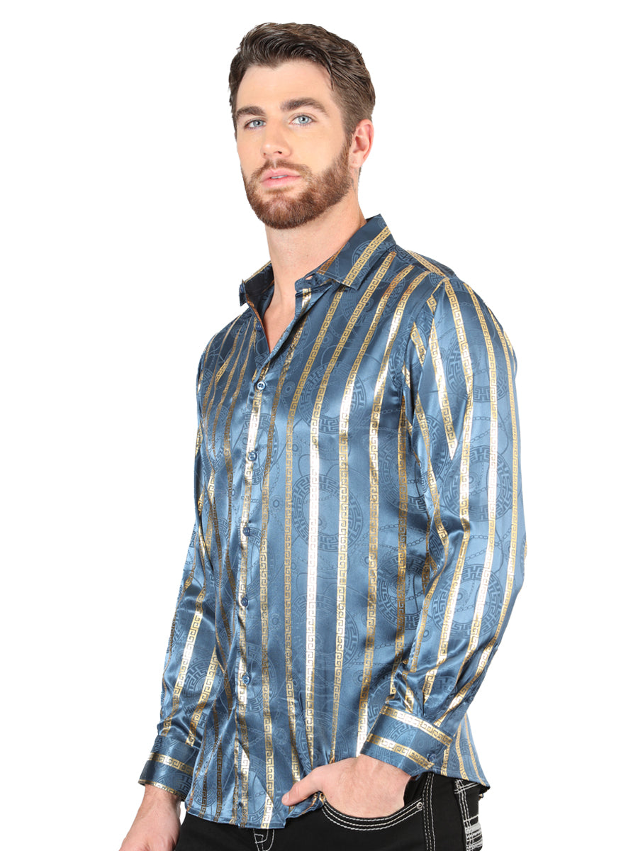 el General Teal Casual Long - Sleeve Camisa 44580