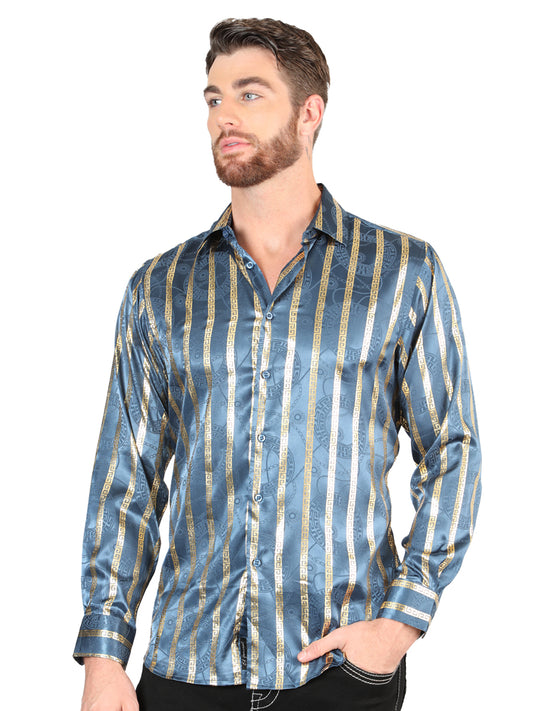 El General Teal Casual Long - Sleeve Camisa 44580
