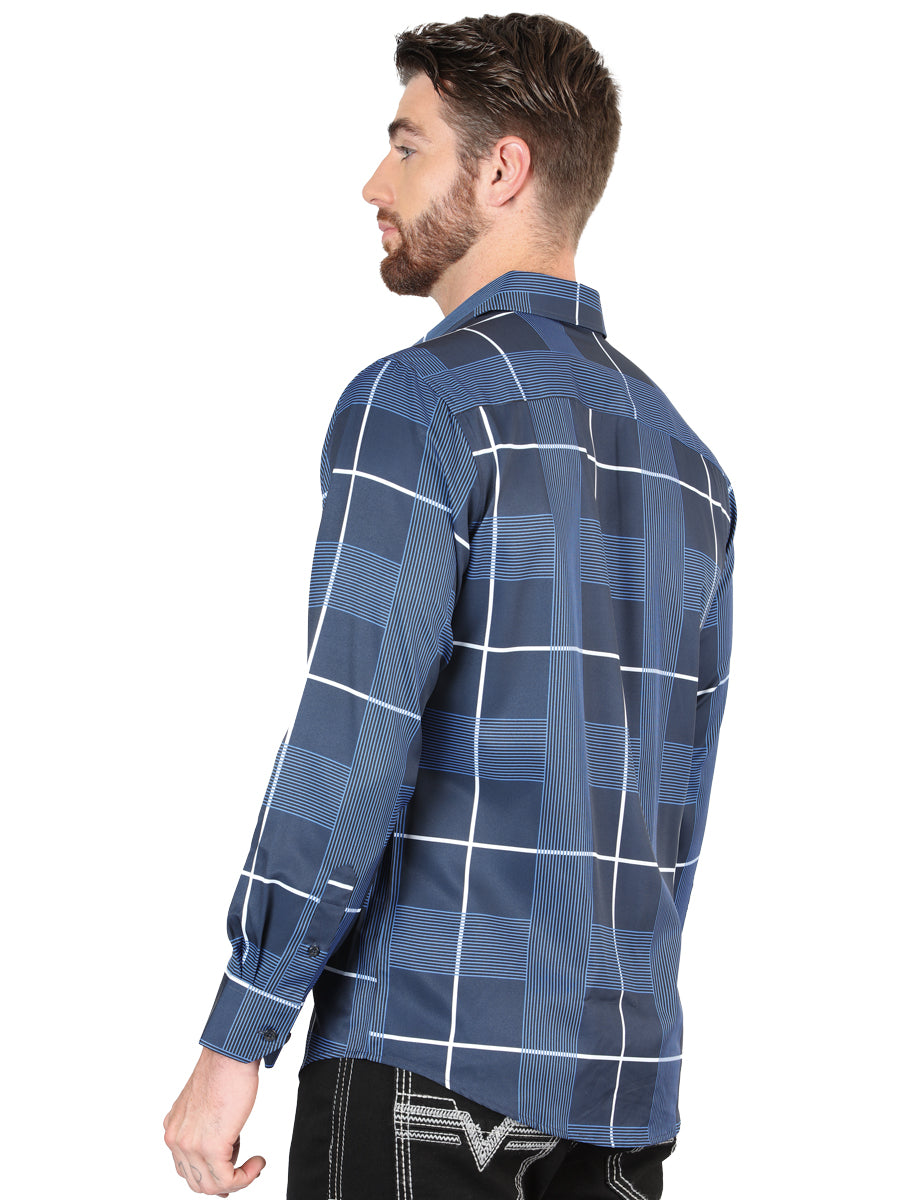 el General Azul Casual Long - Sleeve Camisa 44600