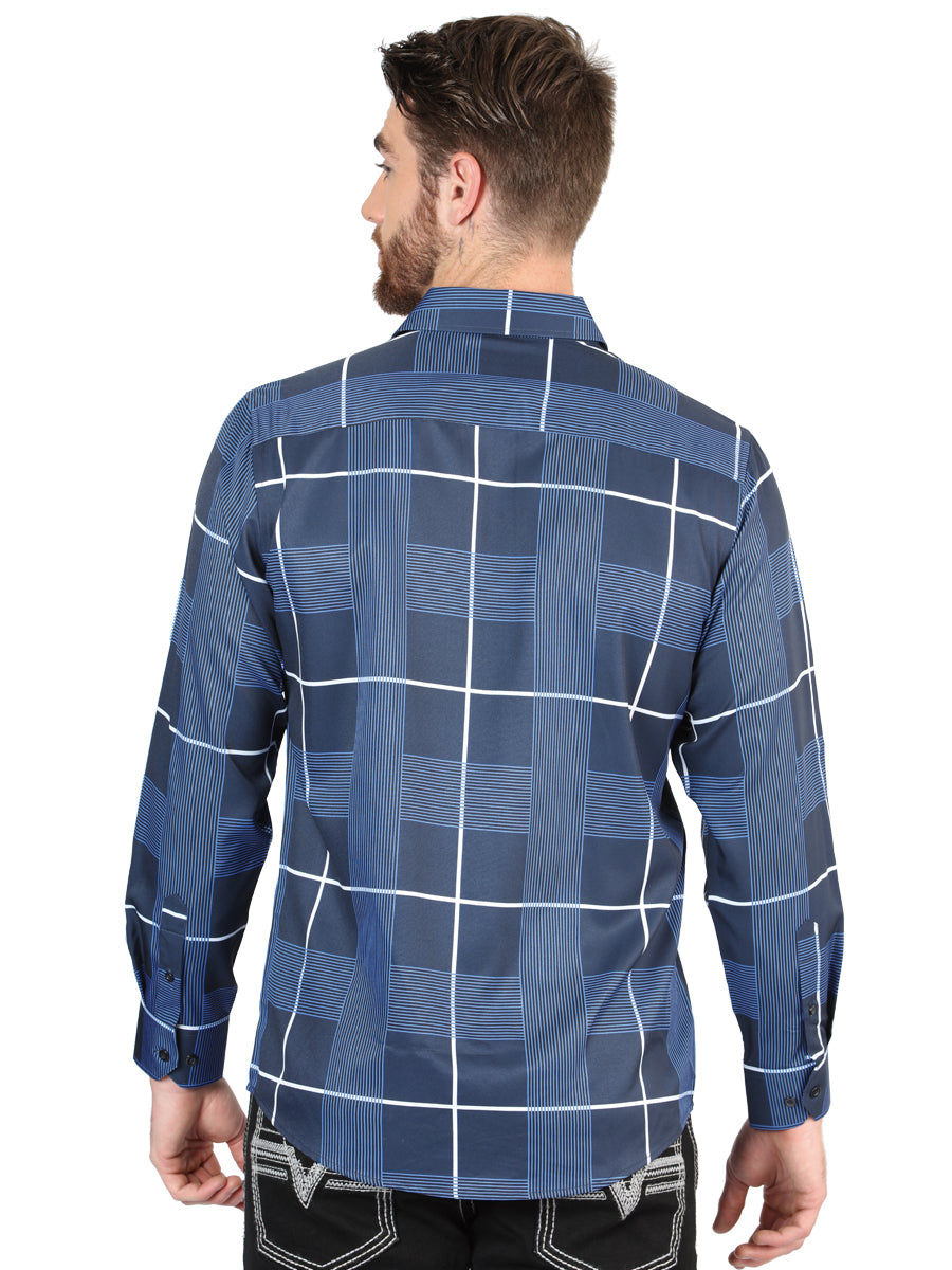 el General Azul Casual Long - Sleeve Camisa 44600