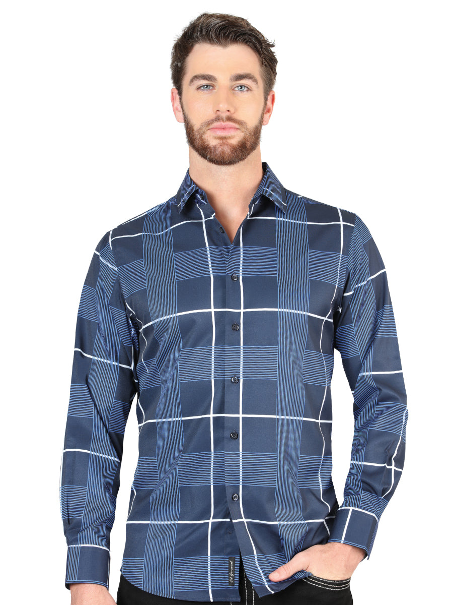 el General Azul Casual Long - Sleeve Camisa 44600