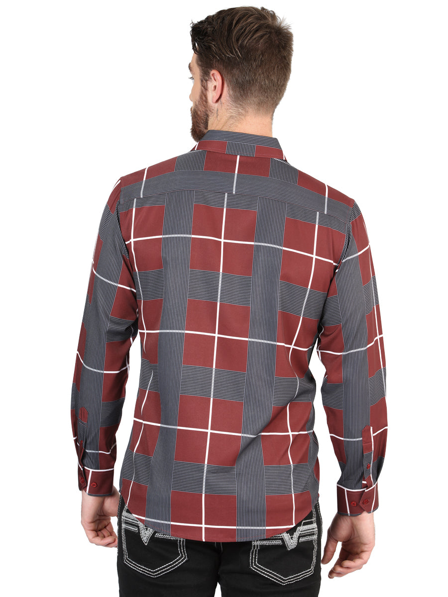 El General Borgoña Casual Long - Sleeve Camisa 44603