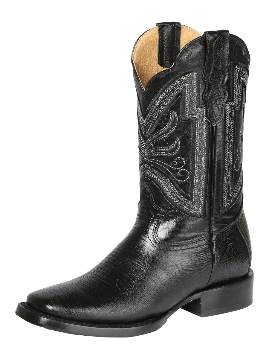Bota Vaquera Caballero El General Piel Vacuna Negro - Modelo 44666