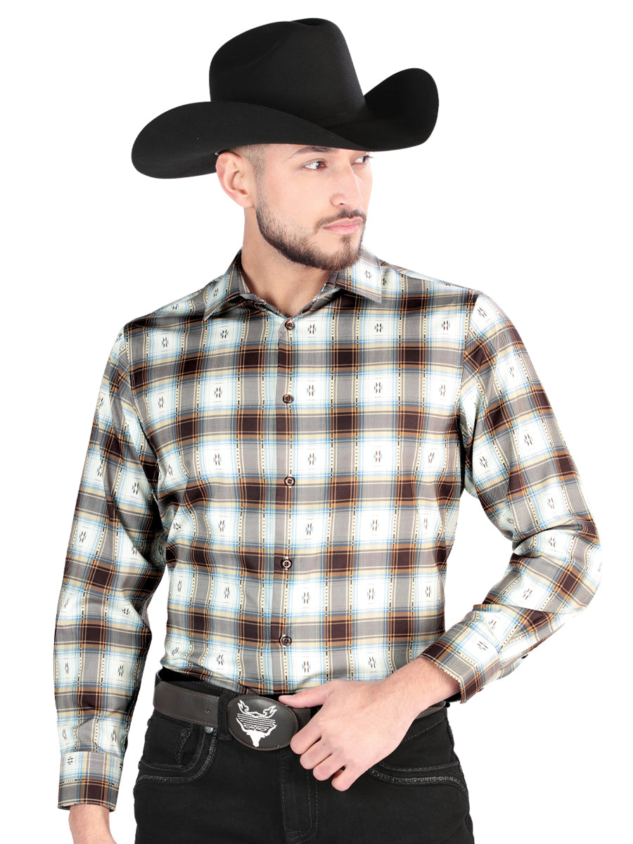 Camisa L/ Manga El Senor De Los Cielos Wh2307-16 97% Poliéster 3% Elastano Marrón/Arena 44700