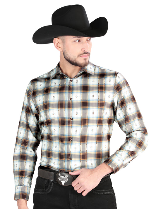 Camisa L/ Manga El Senor De Los Cielos Wh2307-16 97% Poliéster 3% Elastano Marrón/Arena 44700