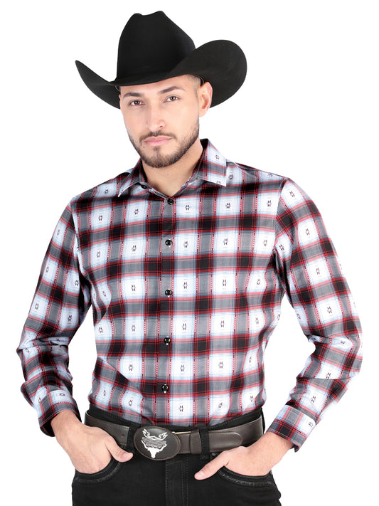 Camisa L/ Manga El Senor De Los Cielos Wh2307-17 97% Poliéster 3% Elastano Negro/Rojo 44701