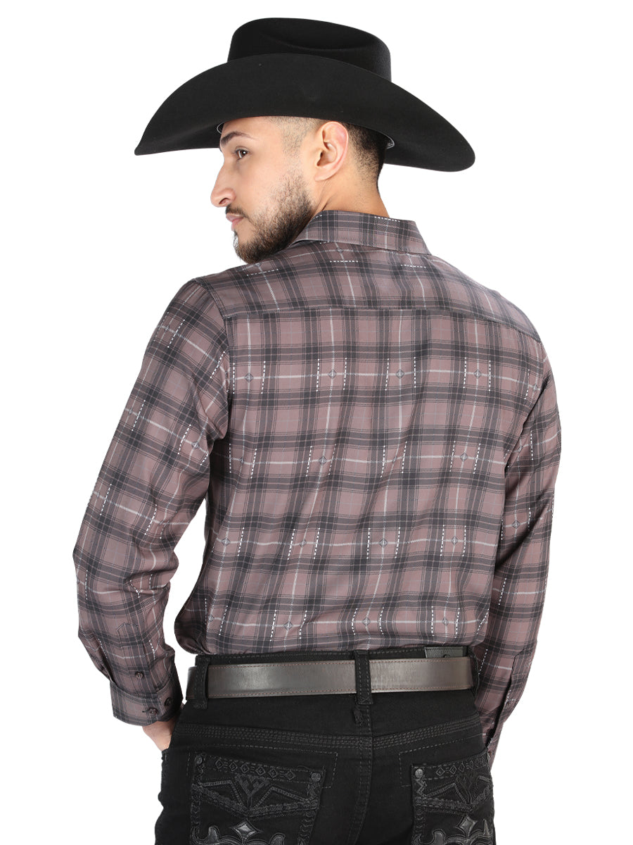 Camisa L/ Manga El Senor De Los Cielos Wh2307-90 97% Algodón 3% Spandex Moka/Oliva 44712