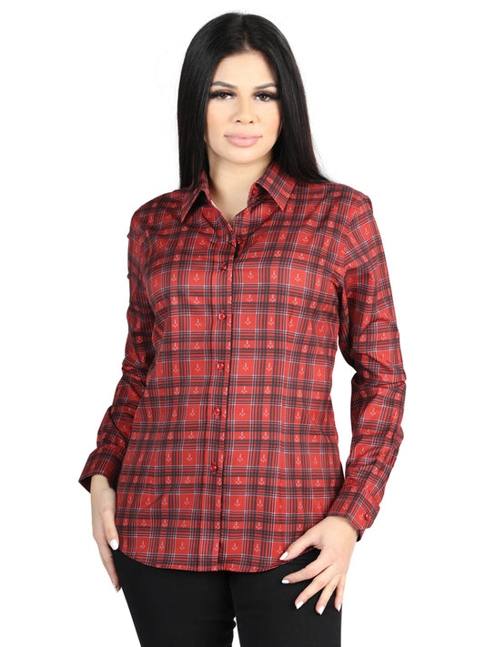 Camisa L/ Manga El Senor De Los Cielos Wh2307-73 97% Poliéster 3% Spandex Rojo 44722