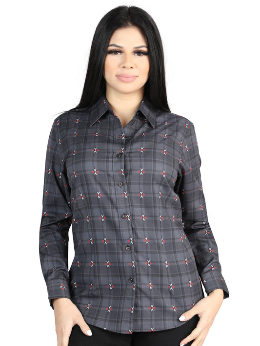 Camisa L/ Manga El Senor De Los Cielos Wh2307-39 97% Poliéster 3% Spandex Gray/Café 44725