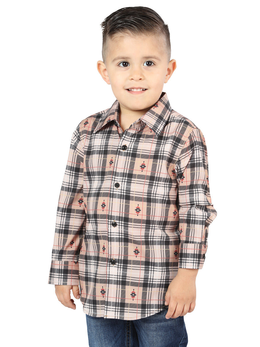 Camisa Manga Larga El Senor De Los Cielos Wh2307-94 97% Poliéster 3% Elastano Beige/Negro 44732