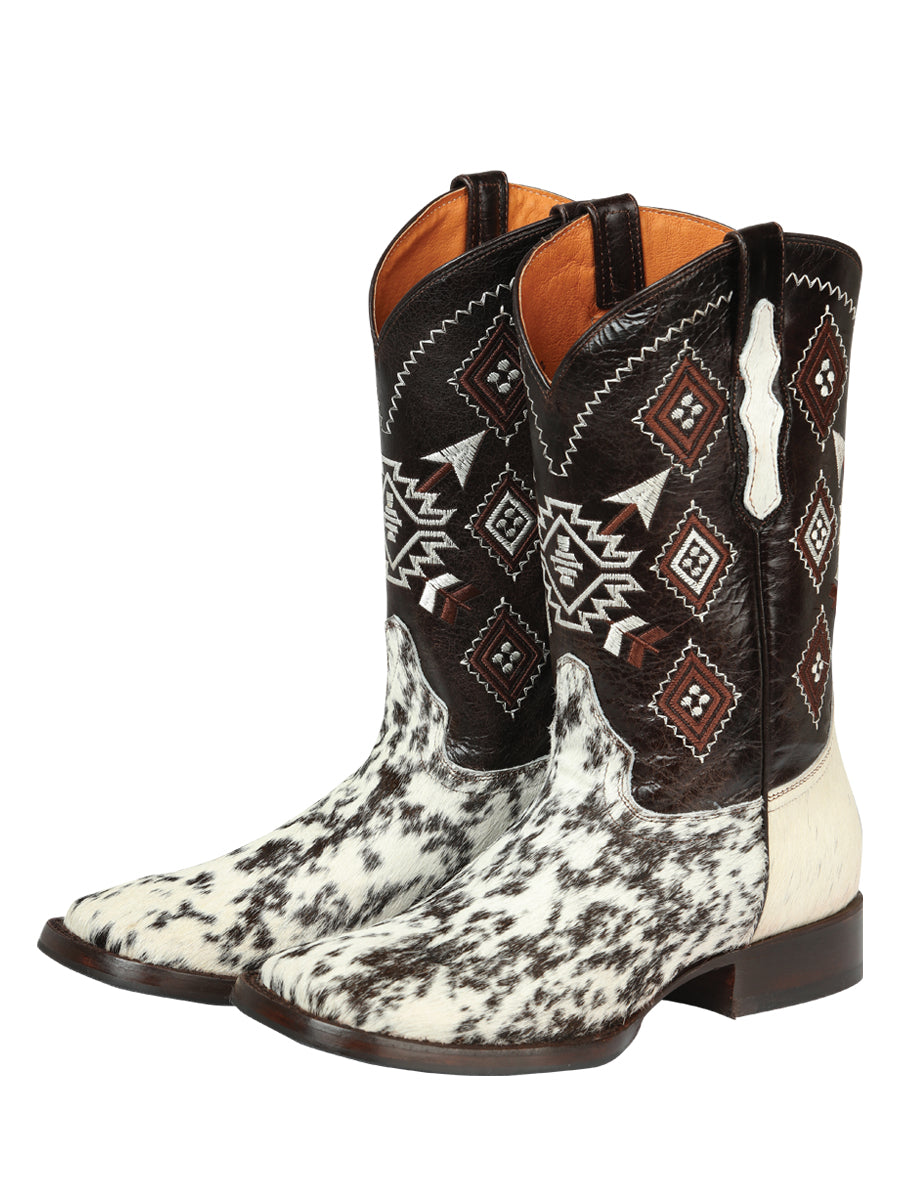 el General Caballero Rodeo Bota - Blanco & Café Loco Cowhide Piel 44862