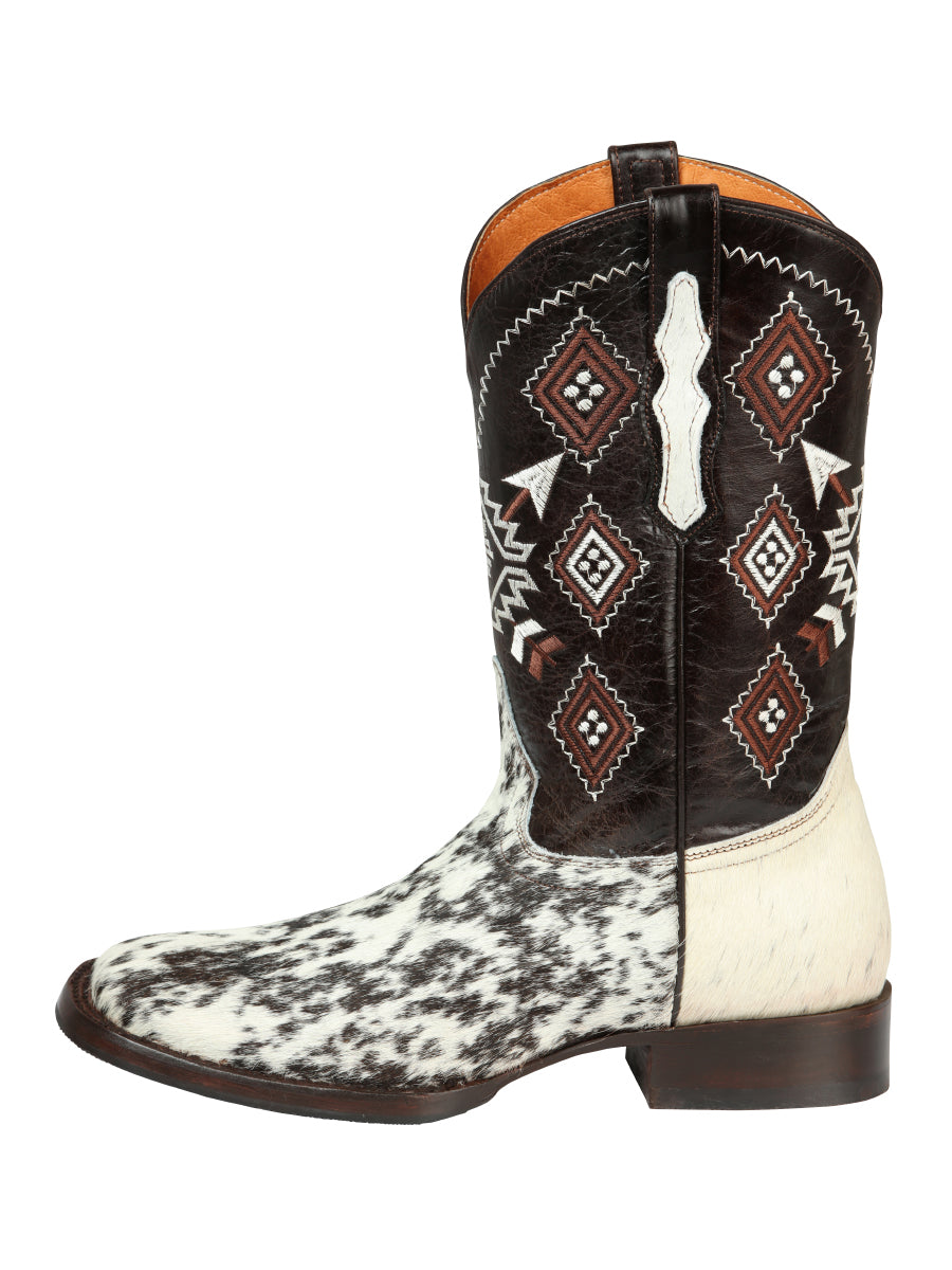 el General Caballero Rodeo Bota - Blanco & Café Loco Cowhide Piel 44862