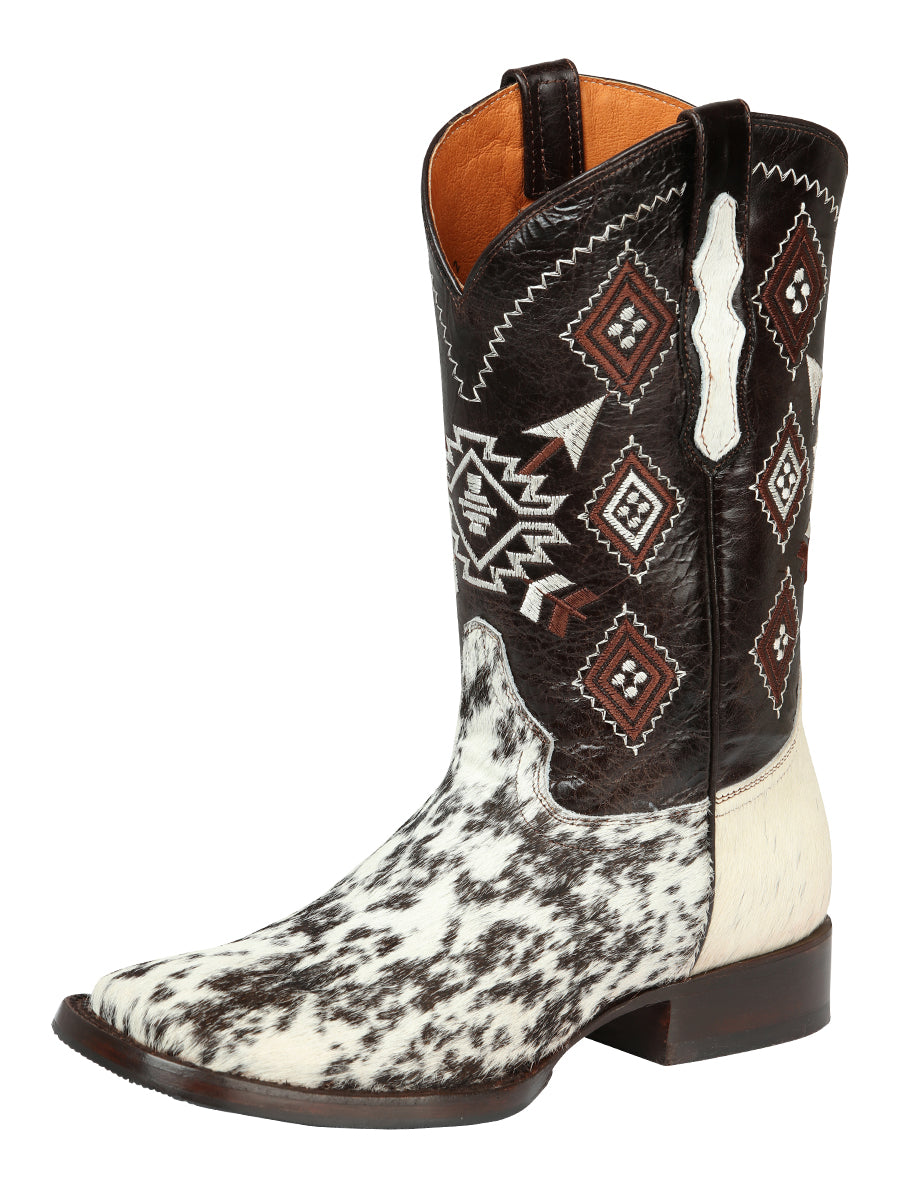 el General Caballero Rodeo Bota - Blanco & Café Loco Cowhide Piel 44862
