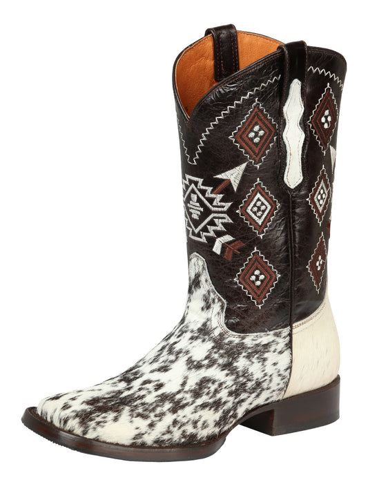 el General Caballero Rodeo Bota - Blanco & Café Loco Cowhide Piel 44862