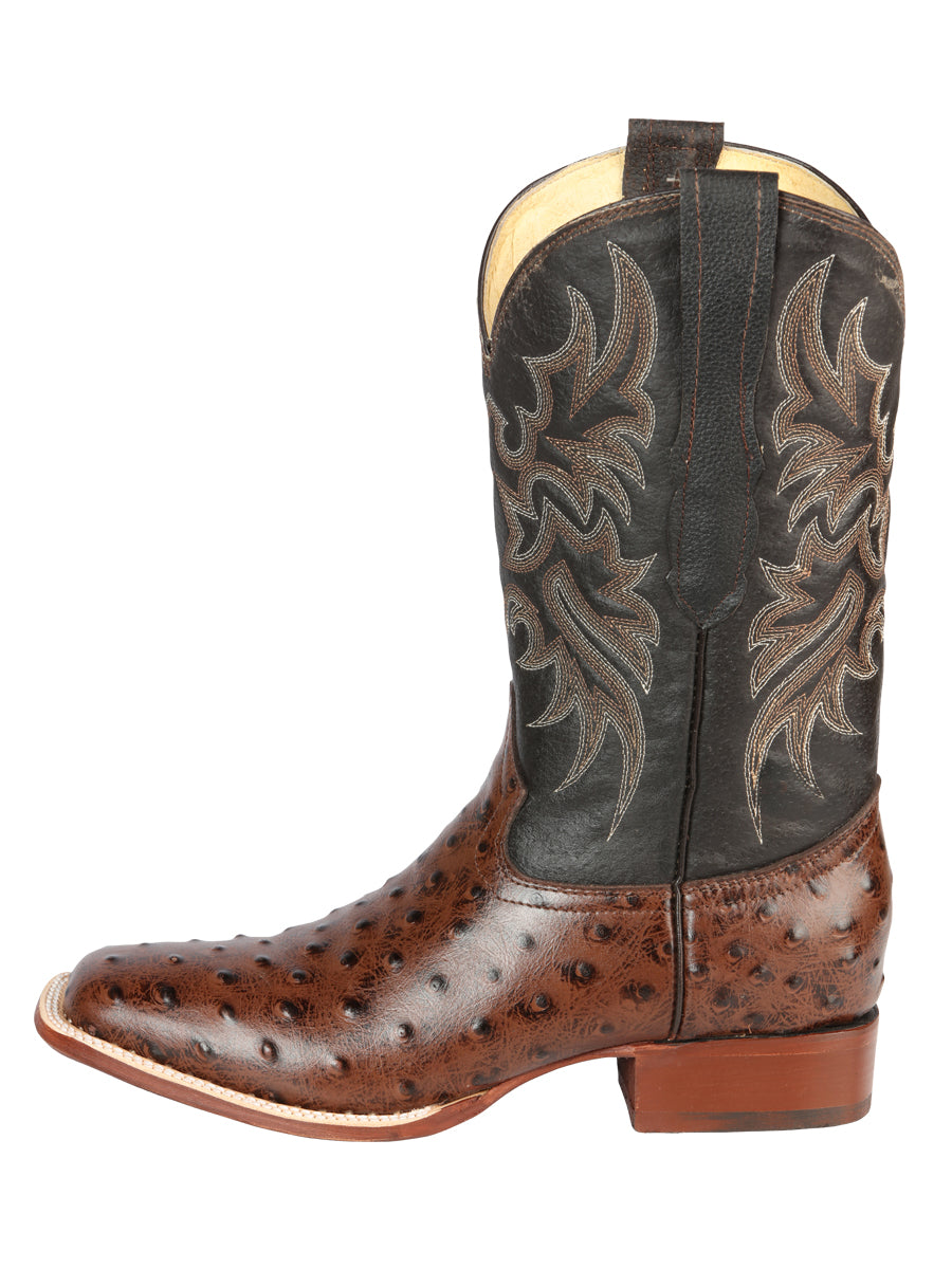 el Señor de los Cielos Caballero Rodeo Bota - Imitación Ostrich Piel - Café 44934