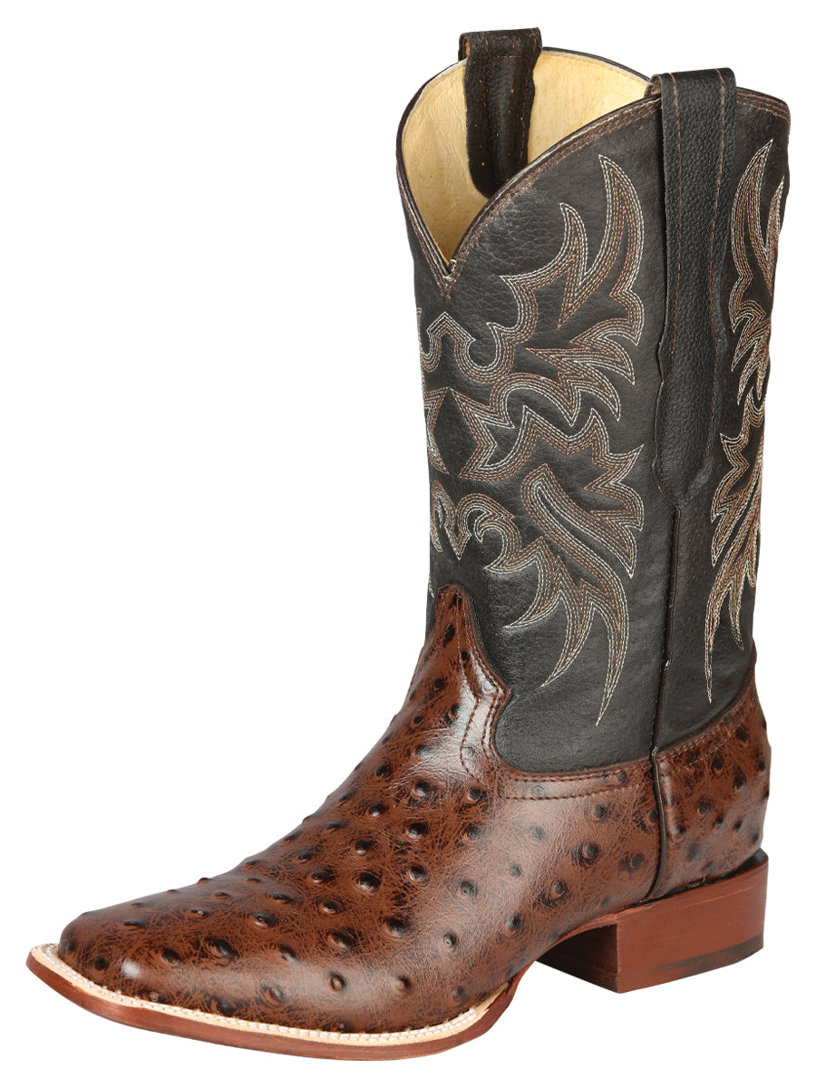 el Señor de los Cielos Caballero Rodeo Bota - Imitación Ostrich Piel - Café 44934
