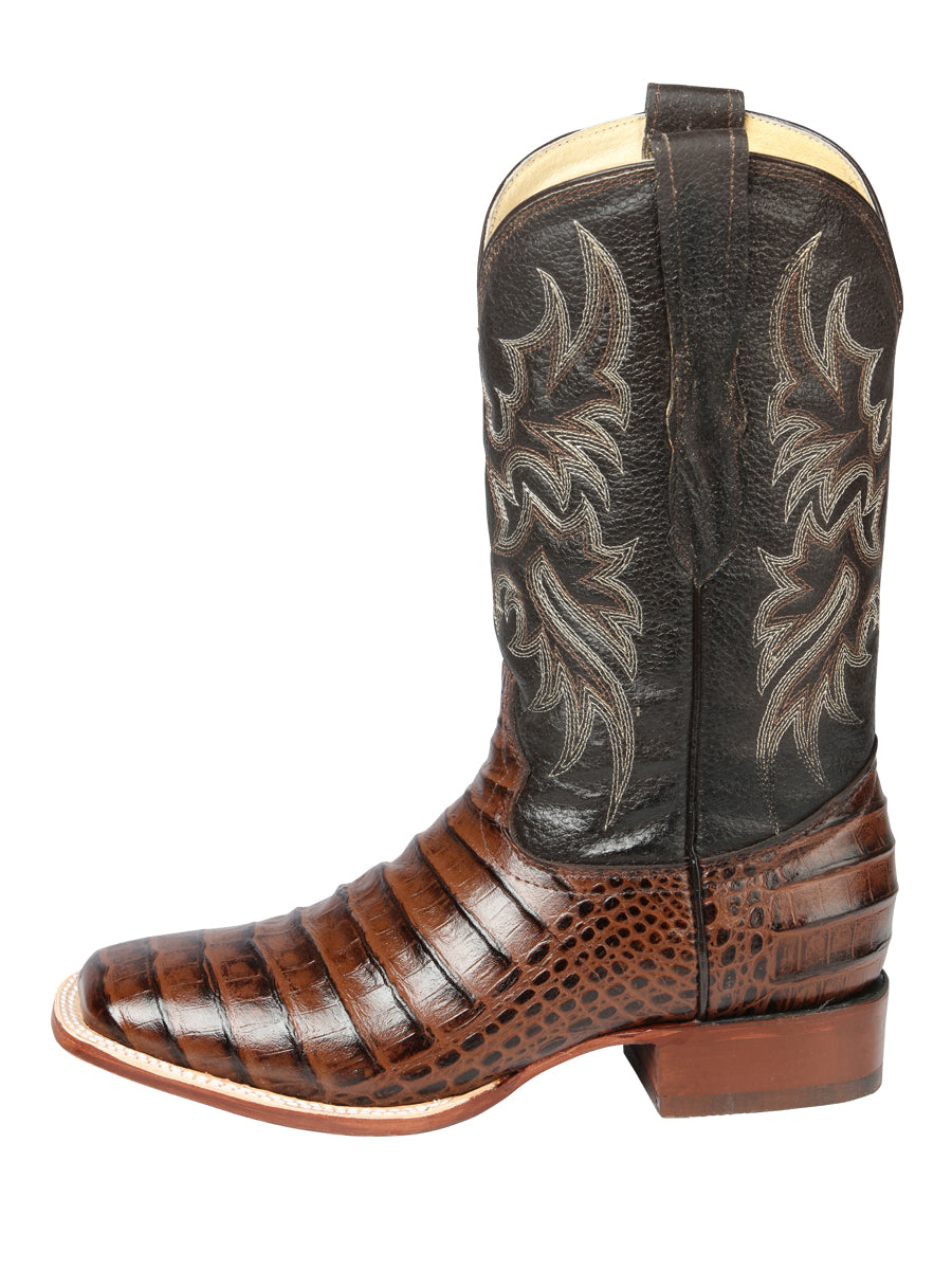 el Señor de los Cielos Caballero Rodeo Bota - Imitación Caiman Belly Piel - Café 44937