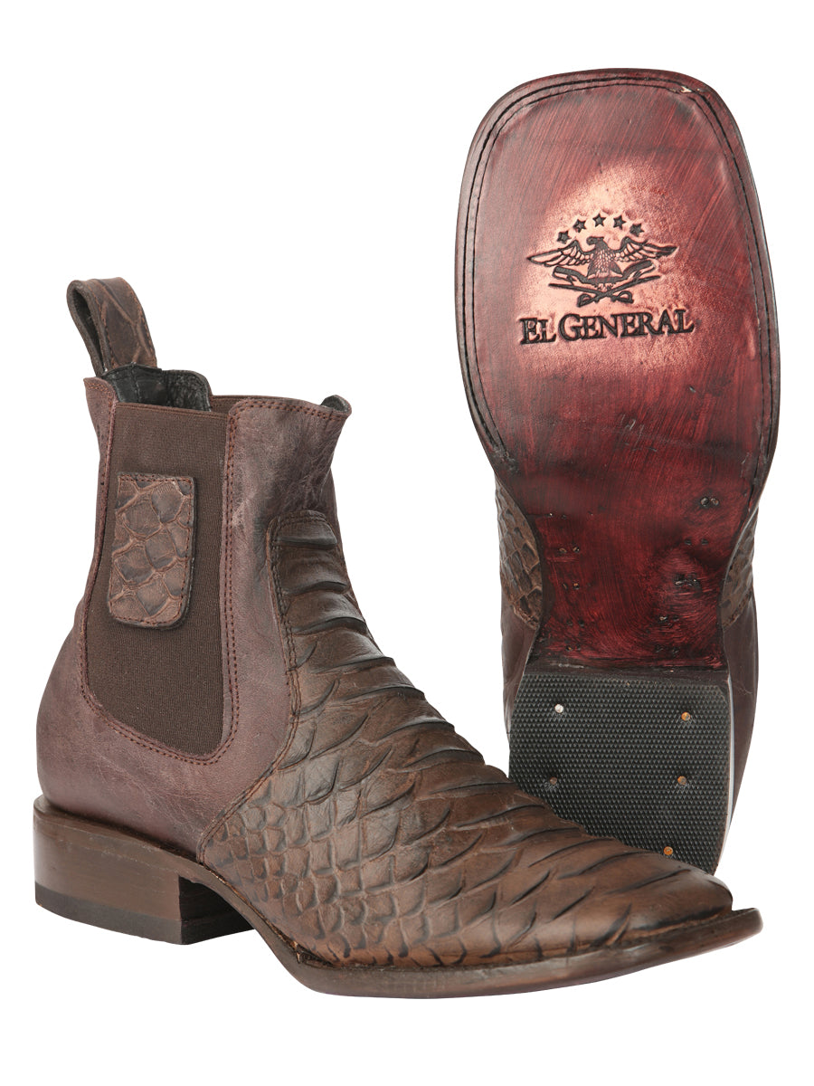 Bota Vaquera Caballero El General Piel Exótica Pitón Café - Modelo 45092