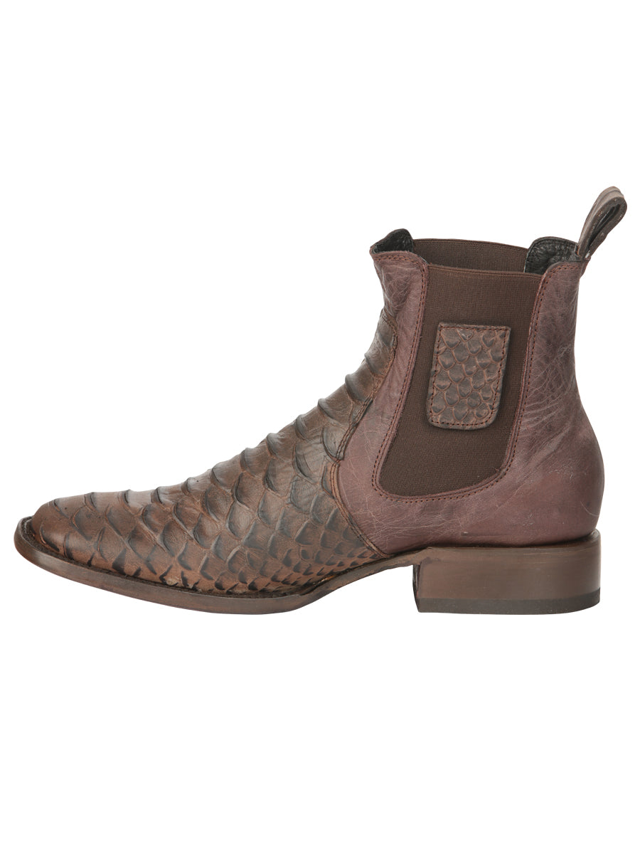 Bota Vaquera Caballero El General Piel Exótica Pitón Café - Modelo 45092