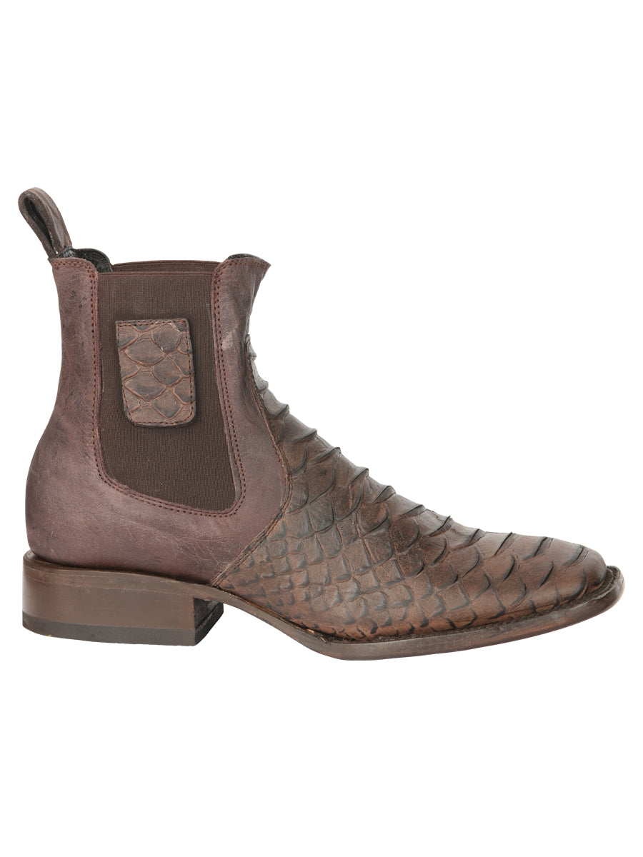 Bota Vaquera Caballero El General Piel Exótica Pitón Café - Modelo 45092
