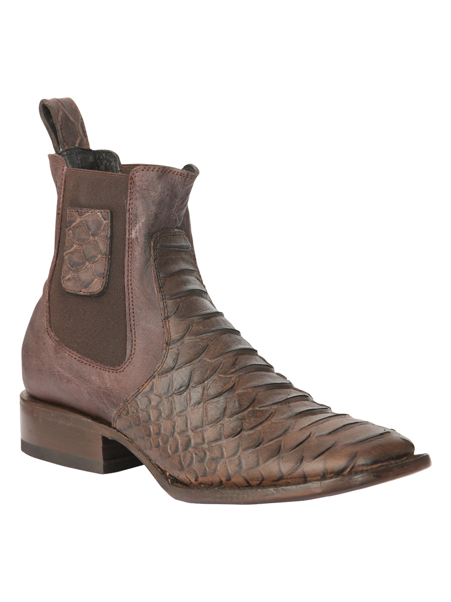 Bota Vaquera Caballero El General Piel Exótica Pitón Café - Modelo 45092